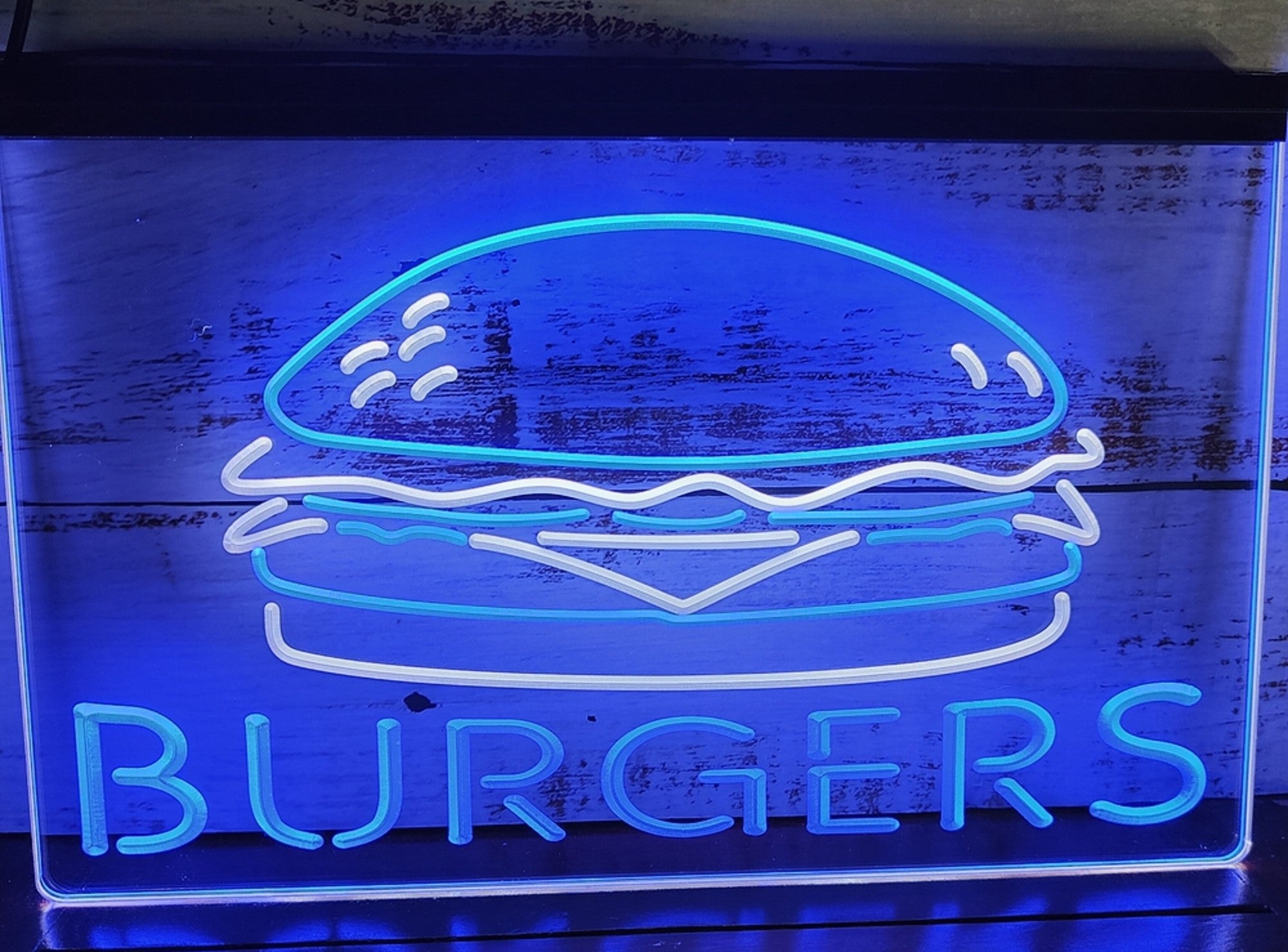Burgers Sandwiches Led Neon Sign Dual Color Kebab Burger Restaurant Decor