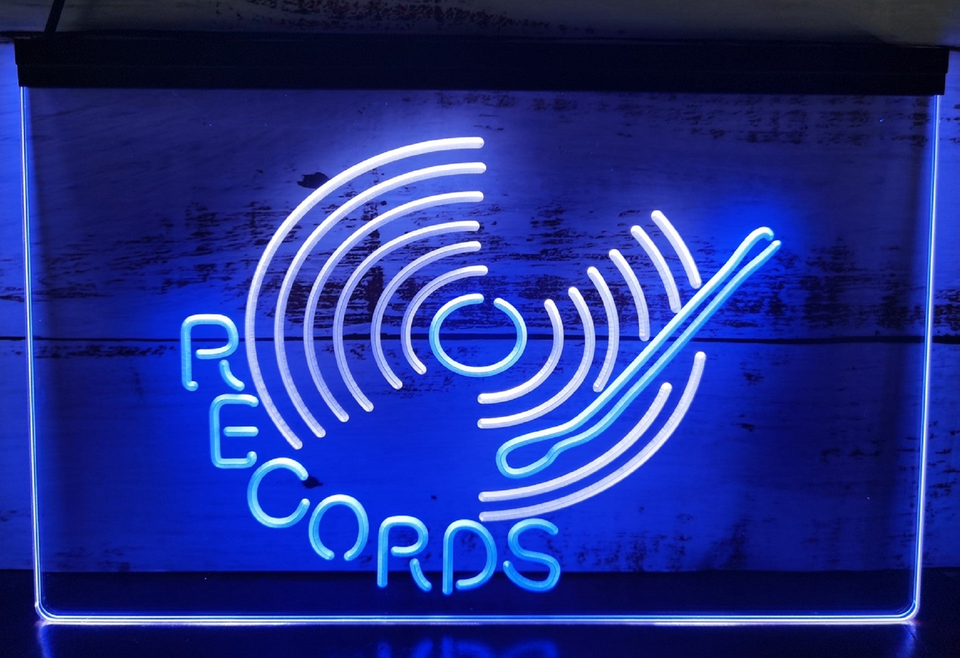 Records Turntable Led Neon Sign Dual Color Home Music Room Studio Decor