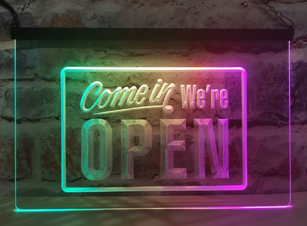 Come In We're Open Led Neon Sign Multi Mode Office Restaurant Shop Decor