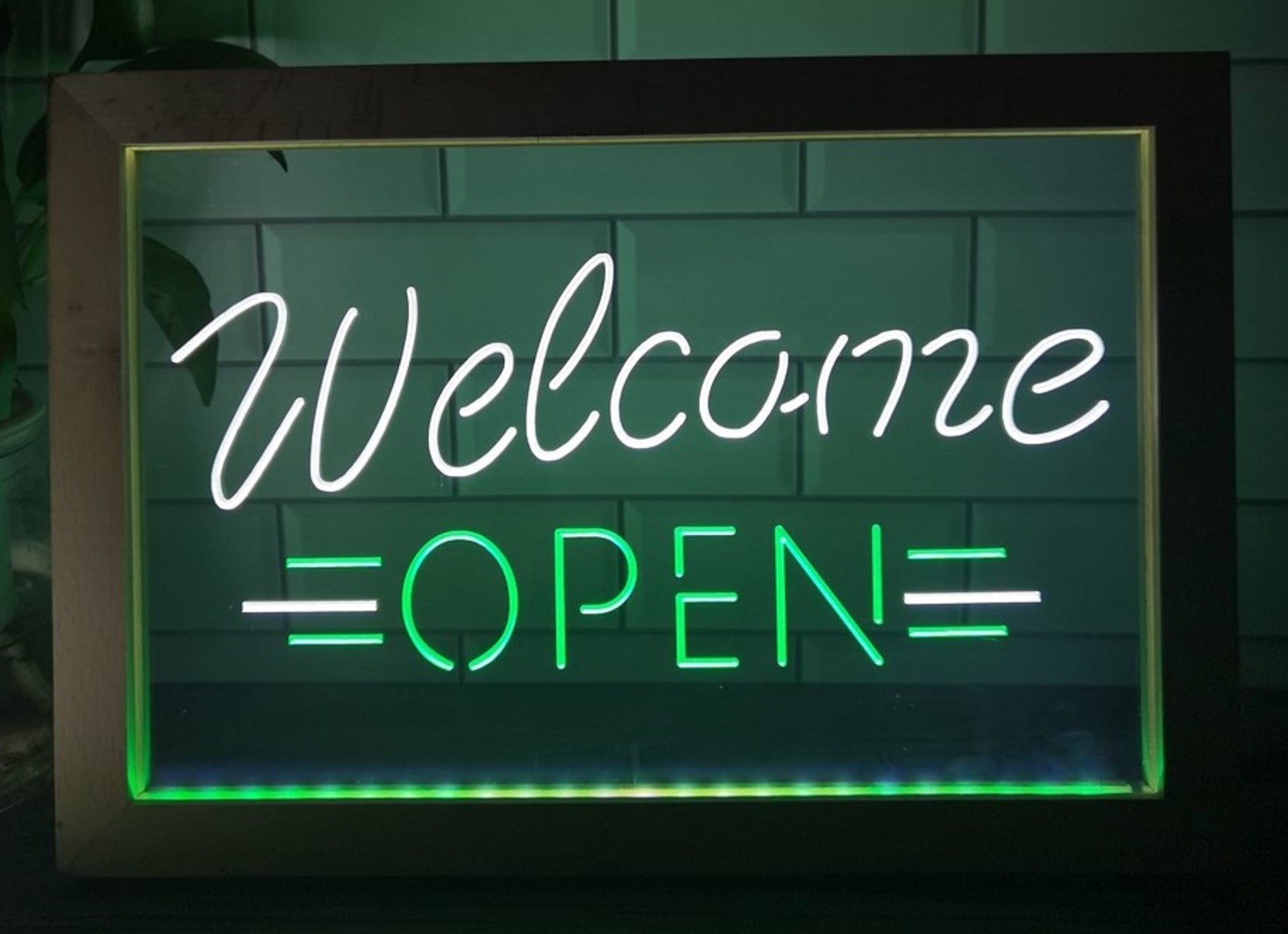 Welcome Open Led Neon Sign Framed Store Shop Coffee Shop Restaurant Decor