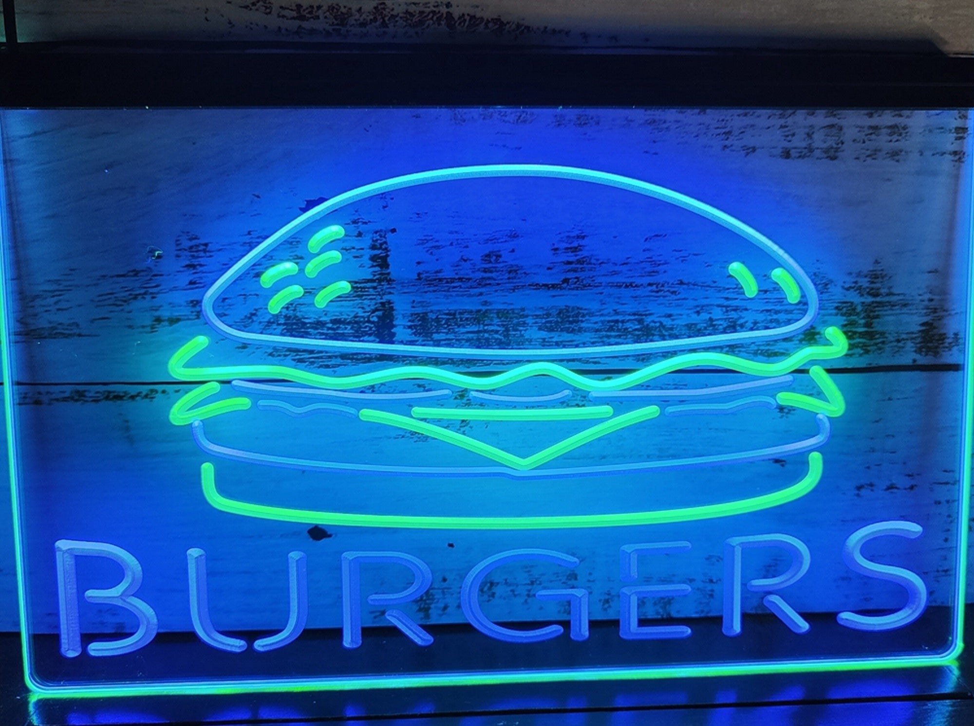 Burgers Sandwiches Led Neon Sign Dual Color Kebab Burger Restaurant Decor