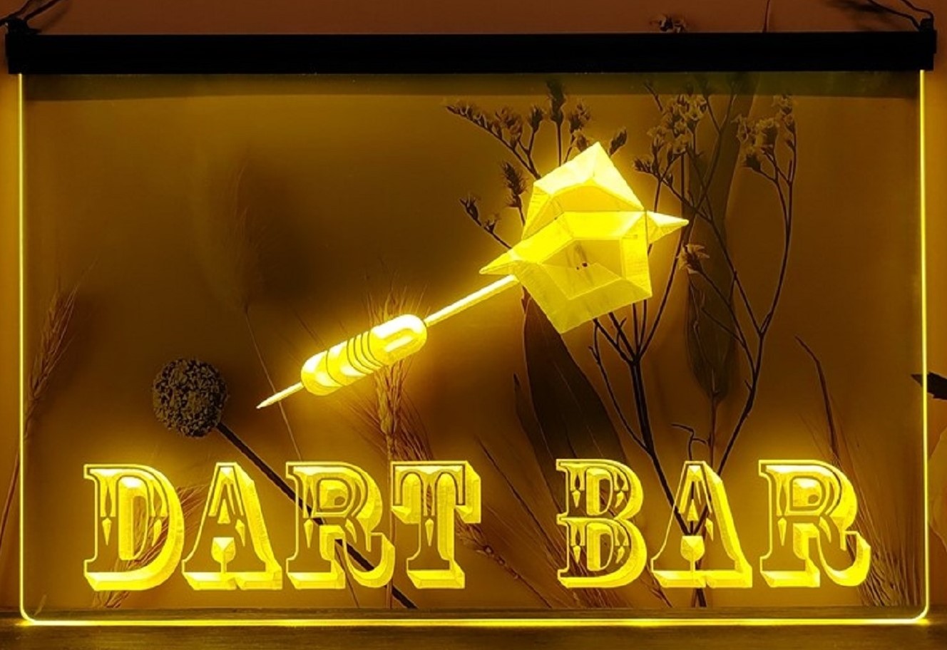 Dart Bar Led Neon Sign Home Game Room Darts Pinball Game Shop Decor
