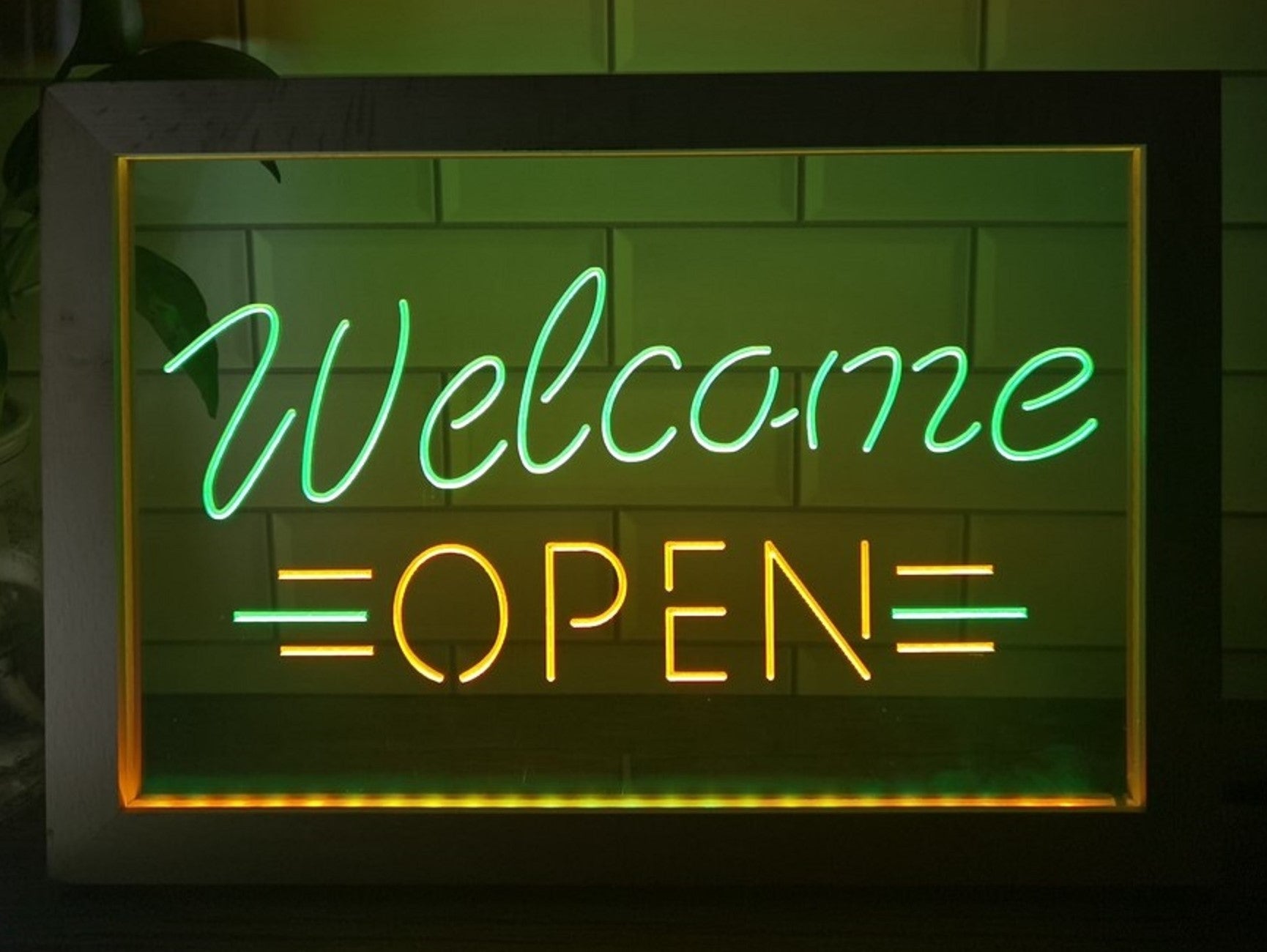 Welcome Open Led Neon Sign Framed Store Shop Coffee Shop Restaurant Decor