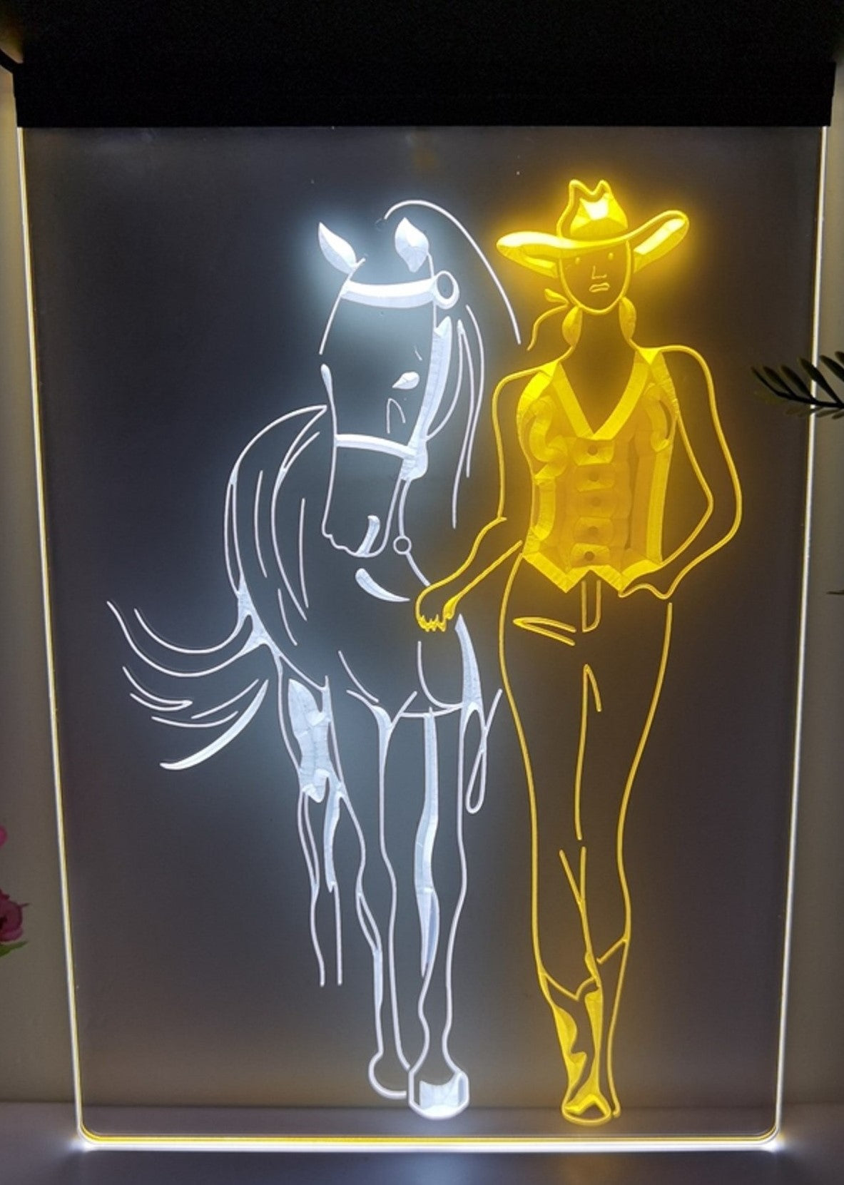 Cowgirl Led Neon Sign Dual Color Western Cowgirl Room Wall Or Desktop Decor
