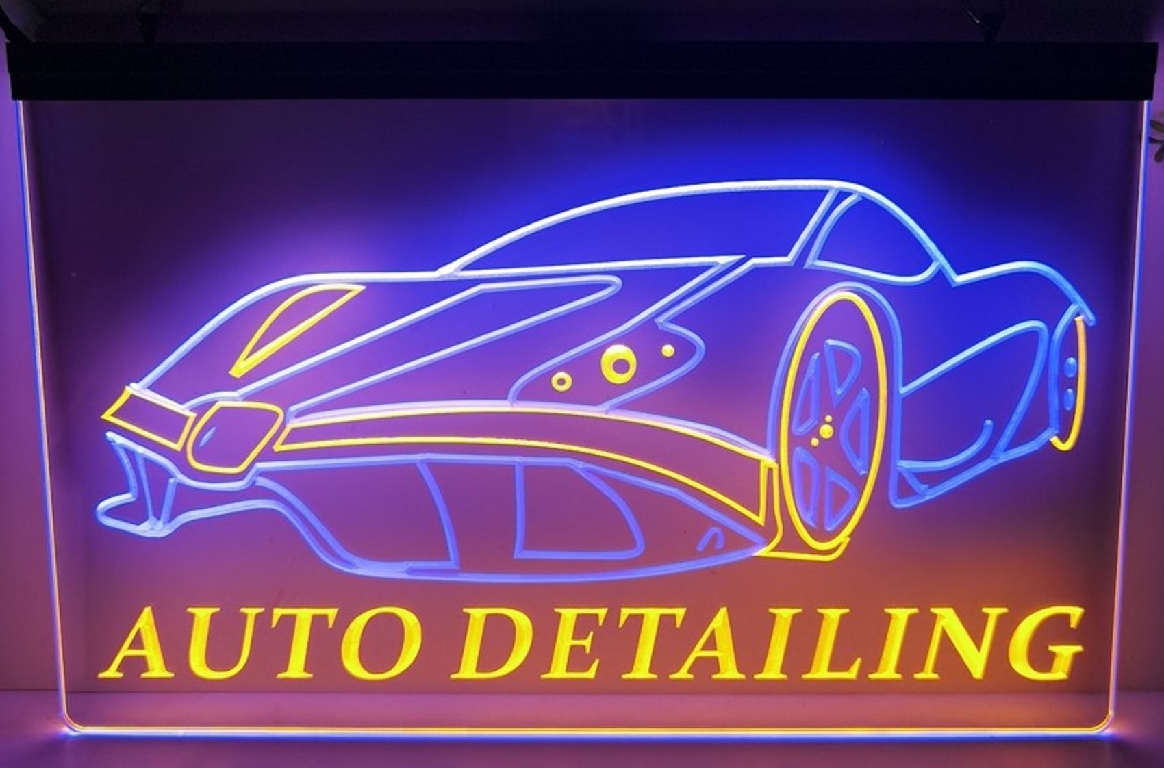 Auto Detailing Led Neon Sign Dual Color Auto Detailing Car Wash Shop Decor