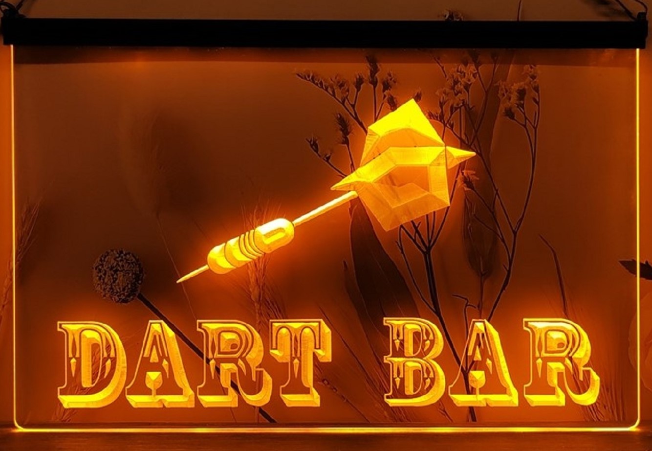 Dart Bar Led Neon Sign Home Game Room Darts Pinball Game Shop Decor