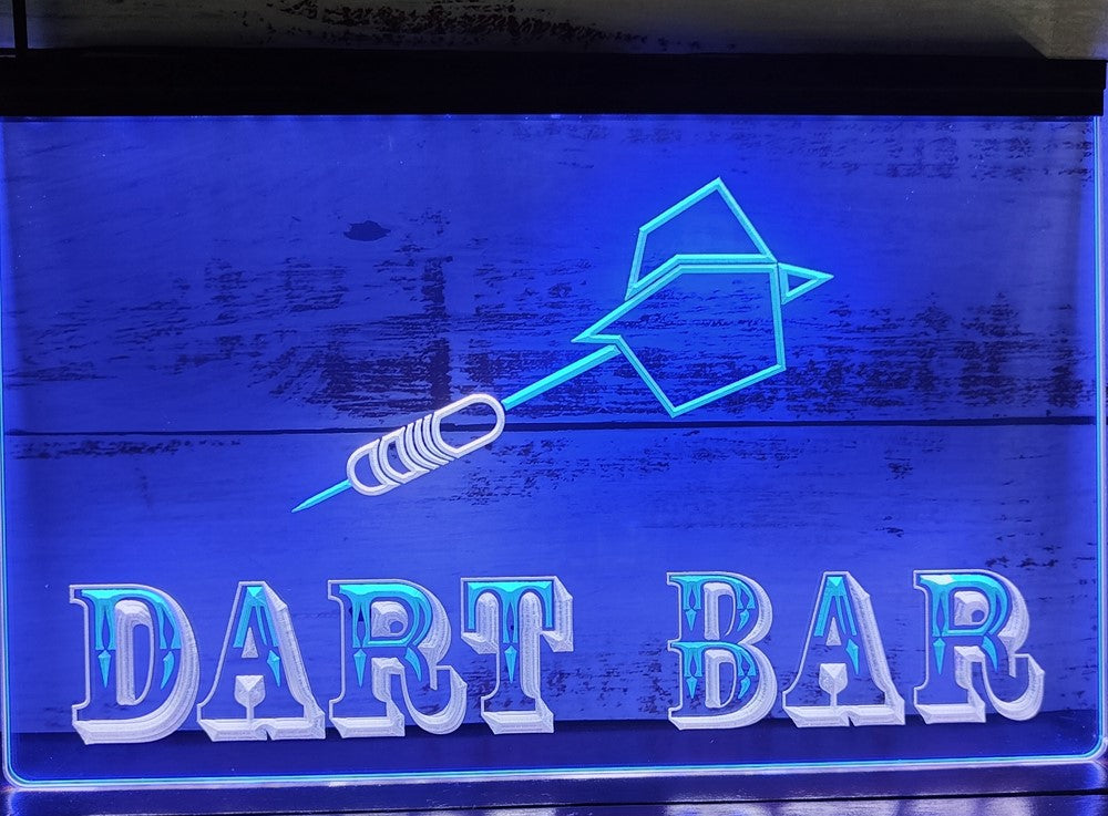 Dart Bar Led Neon Sign Dual Color Home Game Room Darts Pinball Game Shop Decor