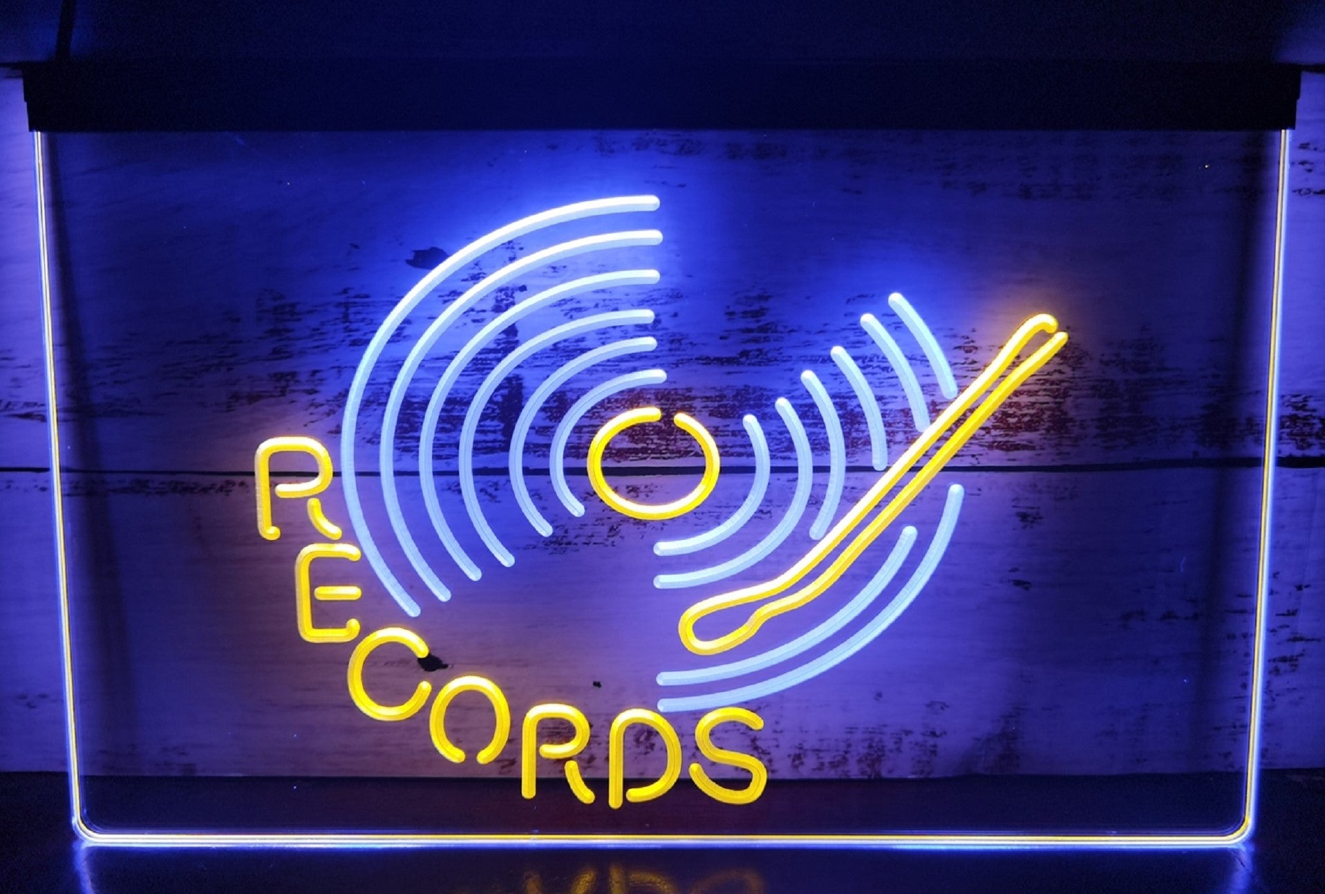Records Turntable Led Neon Sign Dual Color Home Music Room Studio Decor