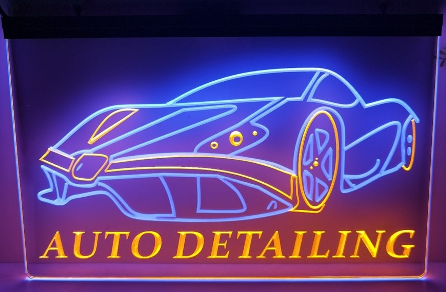Auto Detailing Led Neon Sign Dual Color Auto Detailing Car Wash Shop Decor