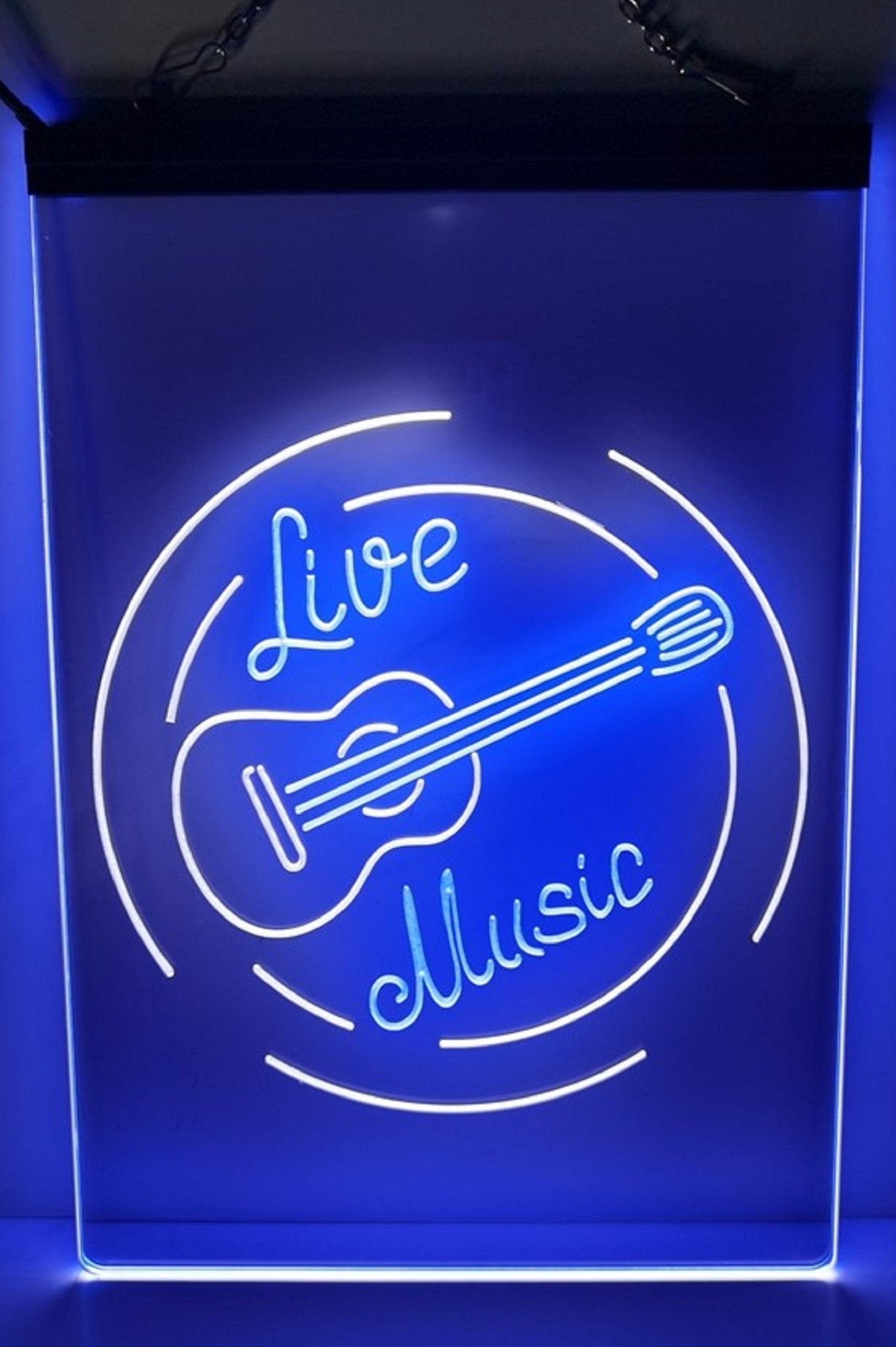 Live Music Guitar Led Neon Sign Dual Color Home Music Room Studio Guitar Shop Decor