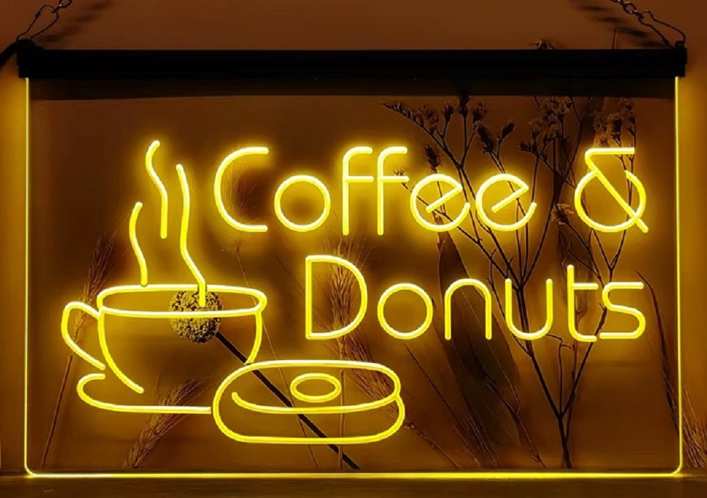 Coffee & Donuts Led Neon Sign Home Coffee Shop Decor