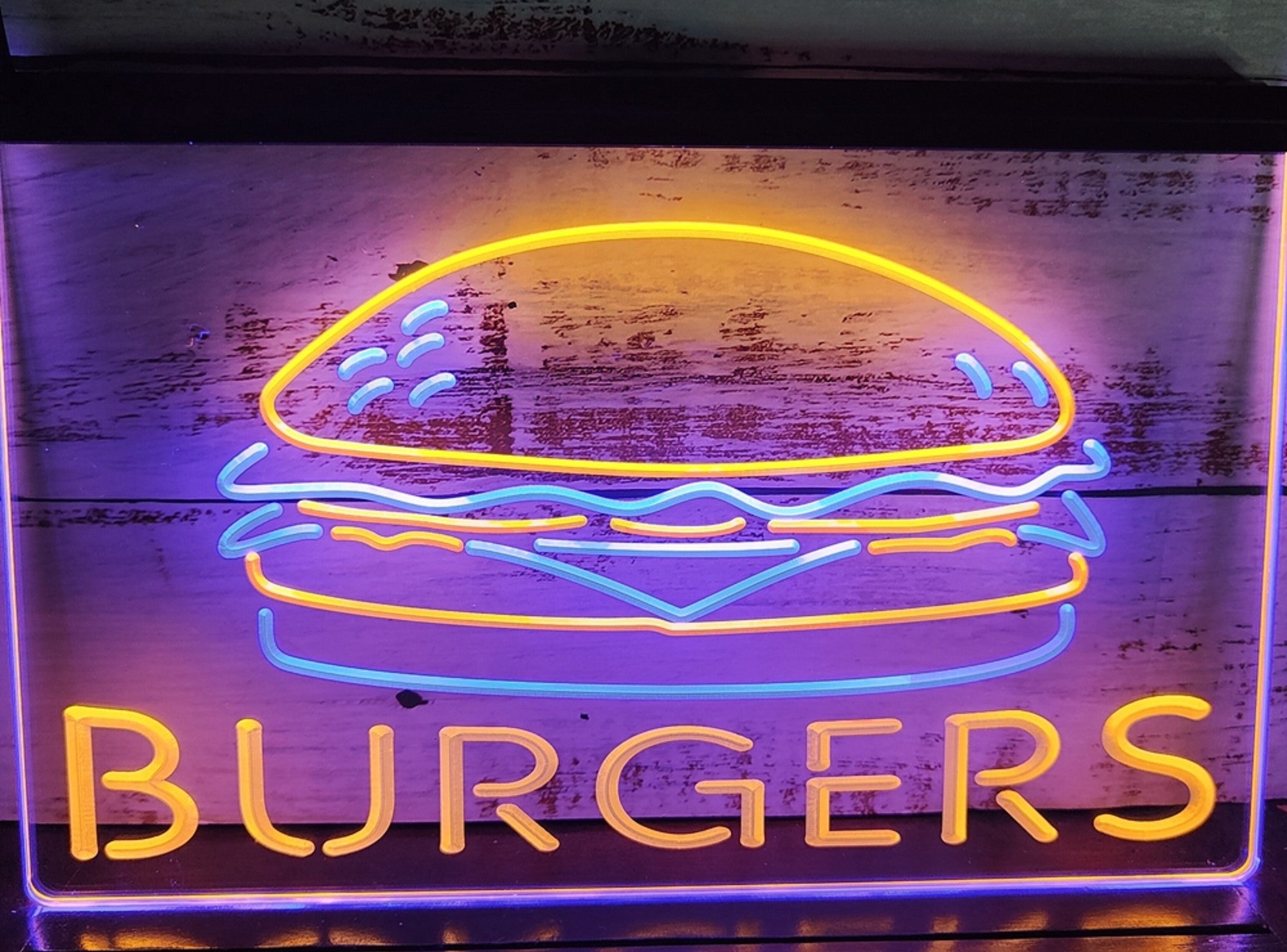 Burgers Sandwiches Led Neon Sign Dual Color Kebab Burger Restaurant Decor