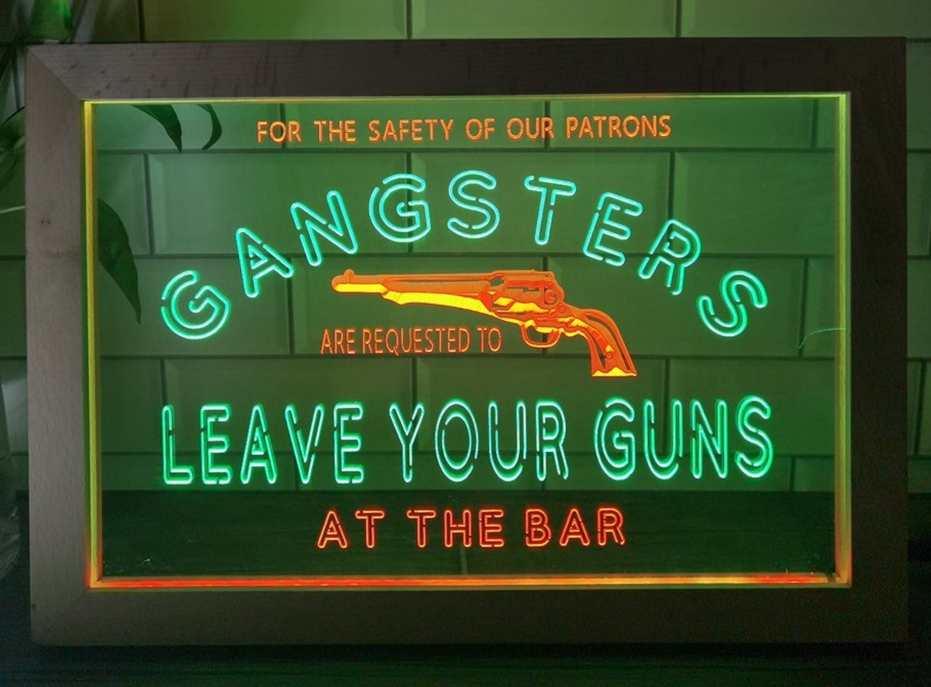 Cowboys Leave Your Guns Led Neon Sign Framed Wall Hanging Or Desktop Decor