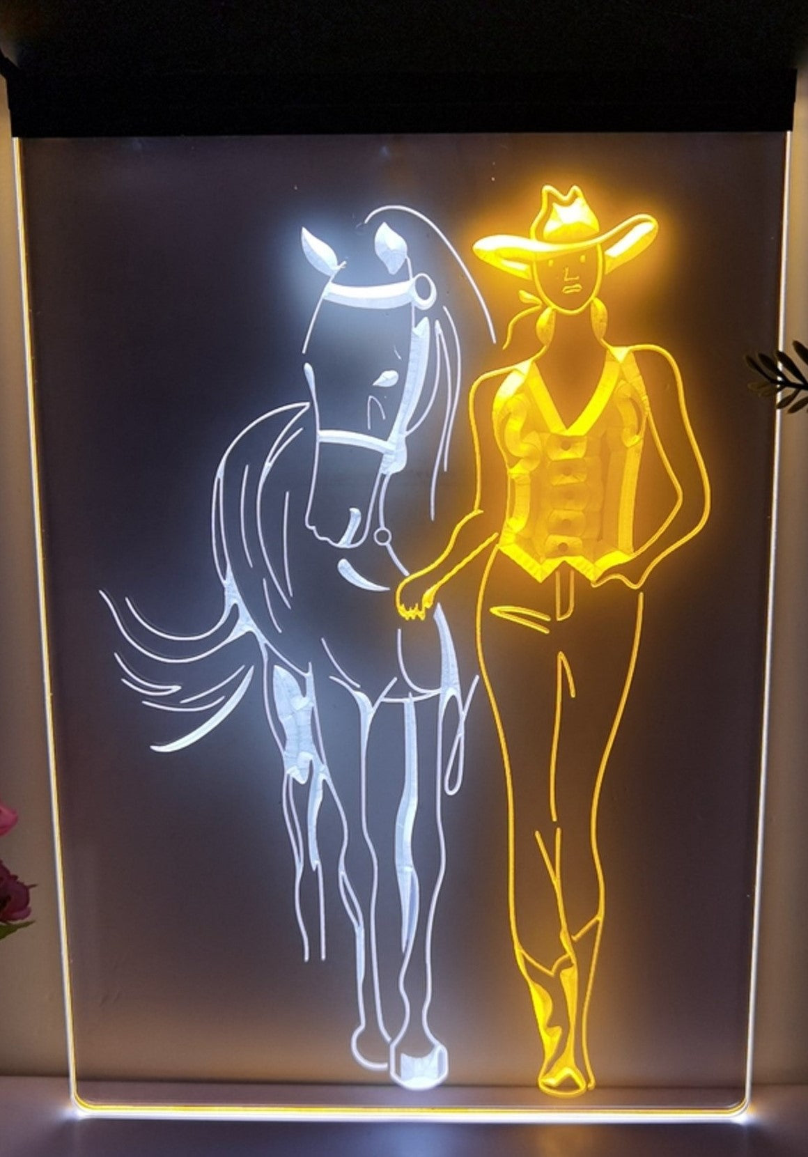 Cowgirl Led Neon Sign Dual Color Western Cowgirl Room Wall Or Desktop Decor