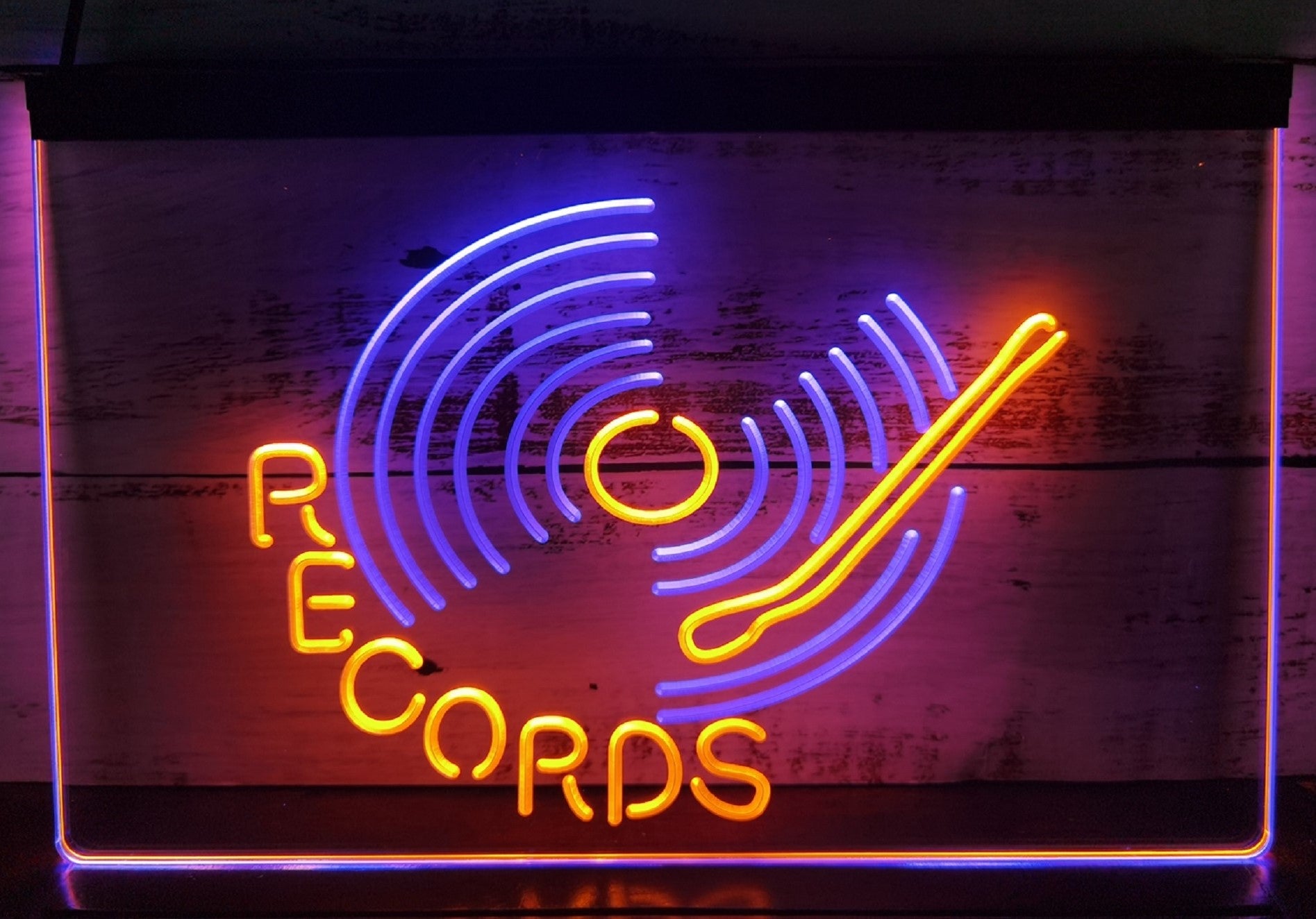 Records Turntable Led Neon Sign Dual Color Home Music Room Studio Decor