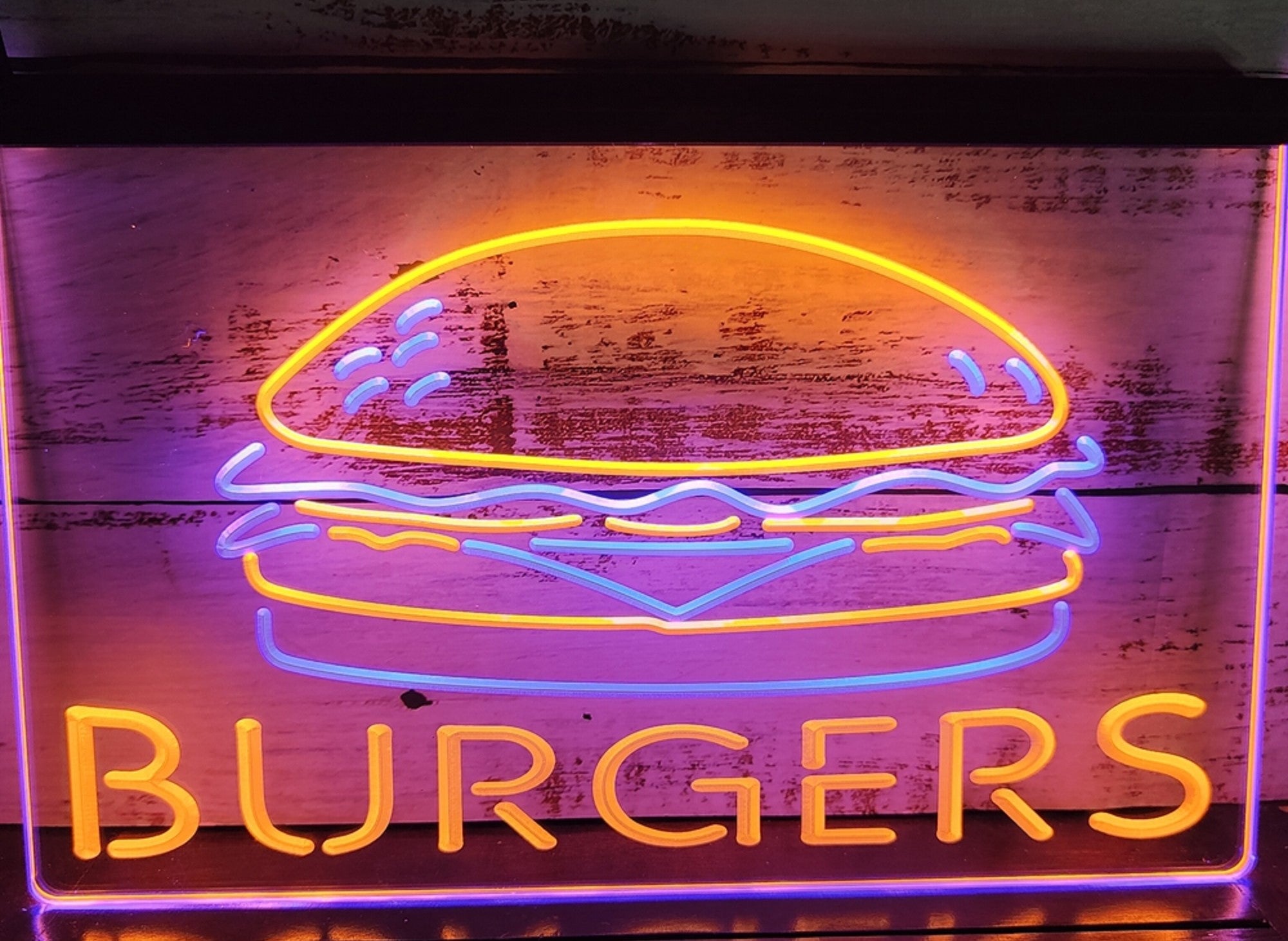 Burgers Sandwiches Led Neon Sign Dual Color Kebab Burger Restaurant Decor