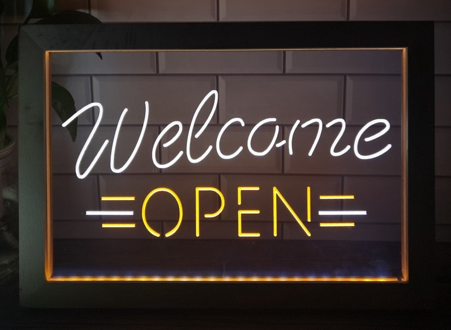 Welcome Open Led Neon Sign Framed Store Shop Coffee Shop Restaurant Decor