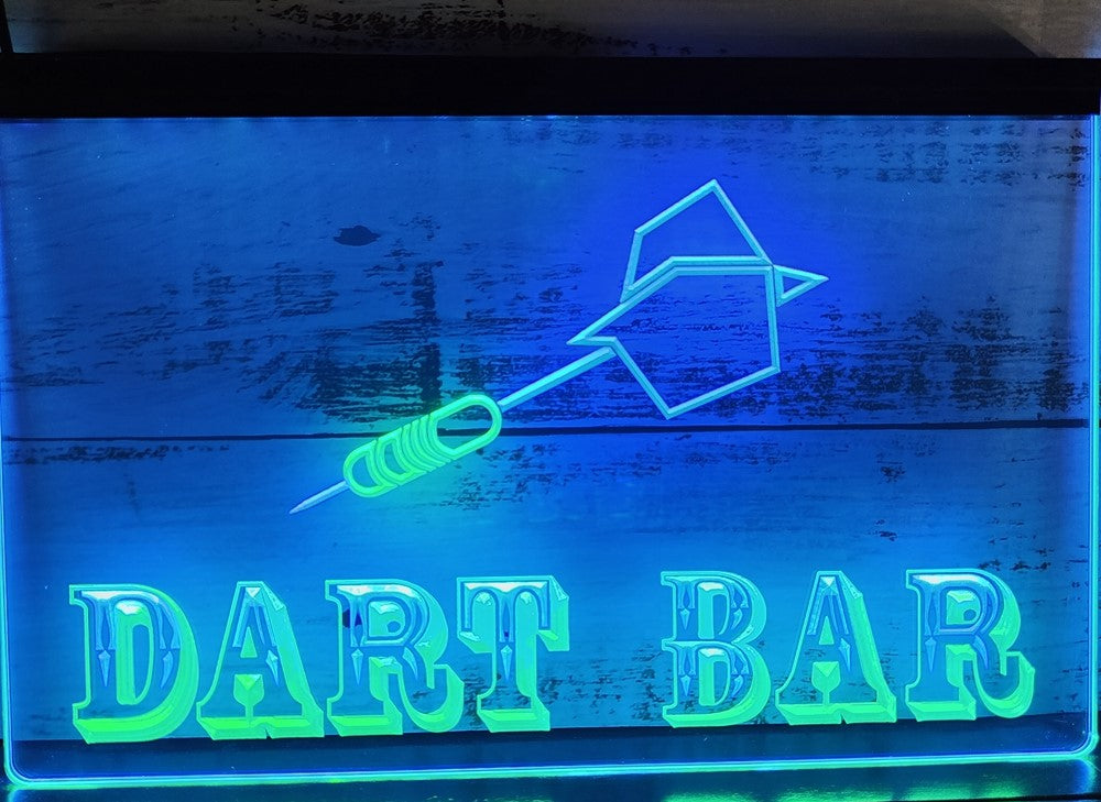 Dart Bar Led Neon Sign Dual Color Home Game Room Darts Pinball Game Shop Decor