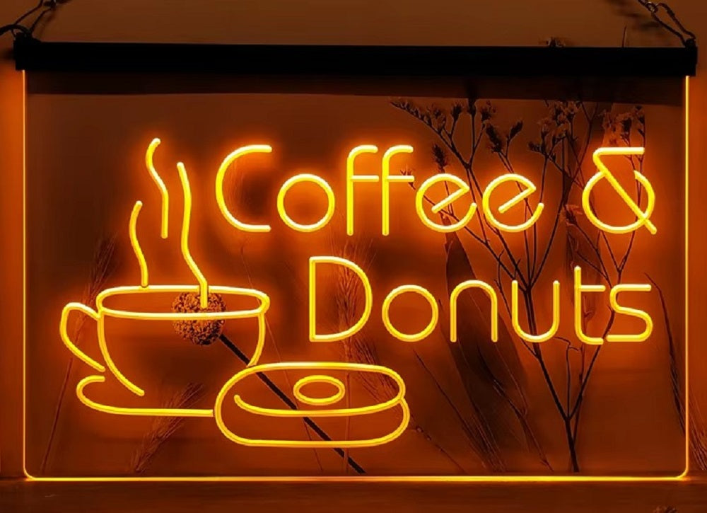 Coffee & Donuts Led Neon Sign Home Coffee Shop Decor