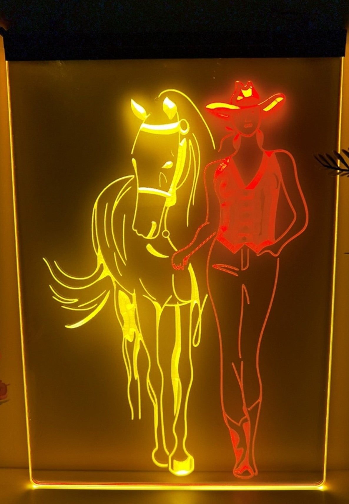 Cowgirl Led Neon Sign Dual Color Western Cowgirl Room Wall Or Desktop Decor