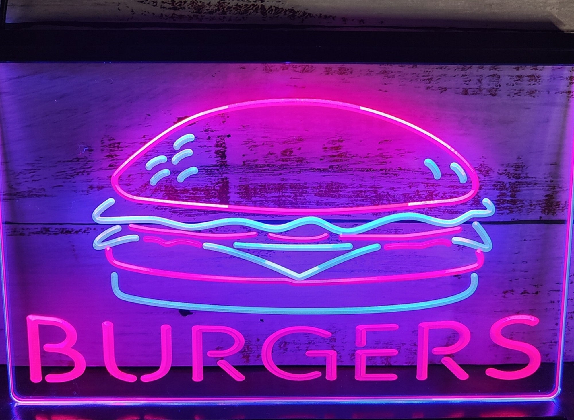Burgers Sandwiches Led Neon Sign Dual Color Kebab Burger Restaurant Decor