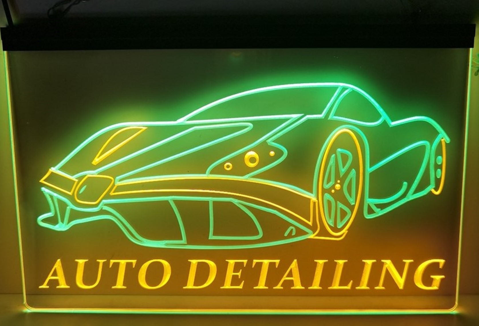 Auto Detailing Led Neon Sign Dual Color Auto Detailing Car Wash Shop Decor