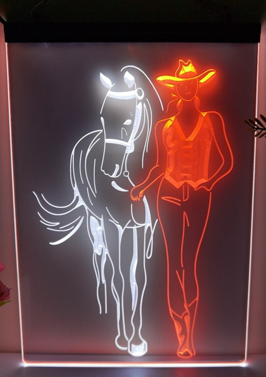 Cowgirl Led Neon Sign Dual Color Western Cowgirl Room Wall Or Desktop Decor