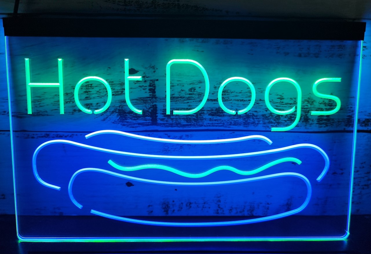 Hot Dogs Led Neon Sign Dual Color Burger Hot Dog Restaurant Decor