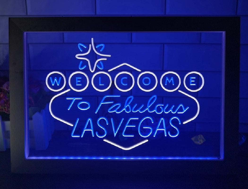 Welcome To Fabulous Las vegas Led Neon Sign Framed Wall Or Desktop Decor