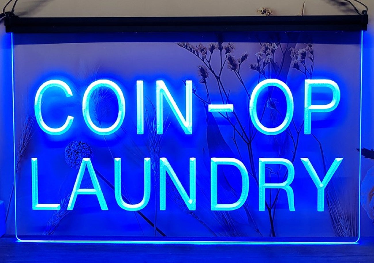 Coin-Op Laundry Led Neon Sign Laundromat Shop Decor Wall Or Desktop