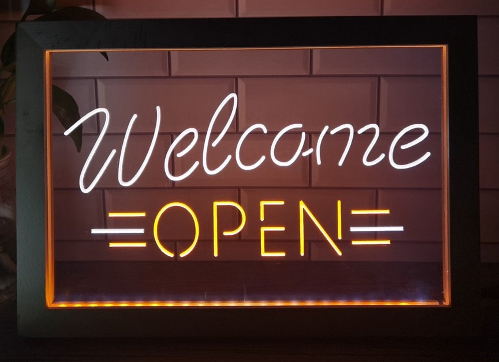 Welcome Open Led Neon Sign Framed Store Shop Coffee Shop Restaurant Decor