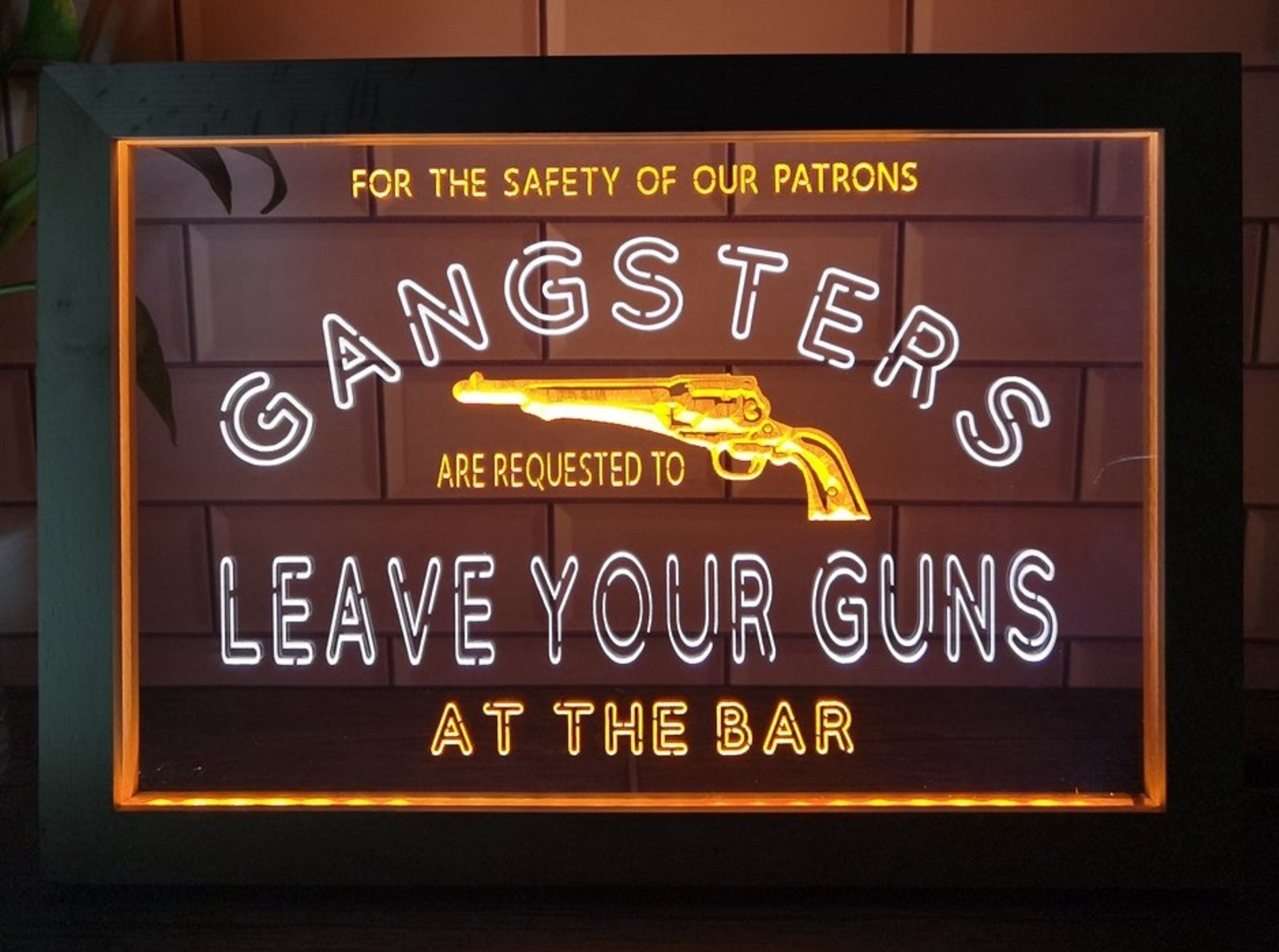 Cowboys Leave Your Guns Led Neon Sign Framed Wall Hanging Or Desktop Decor