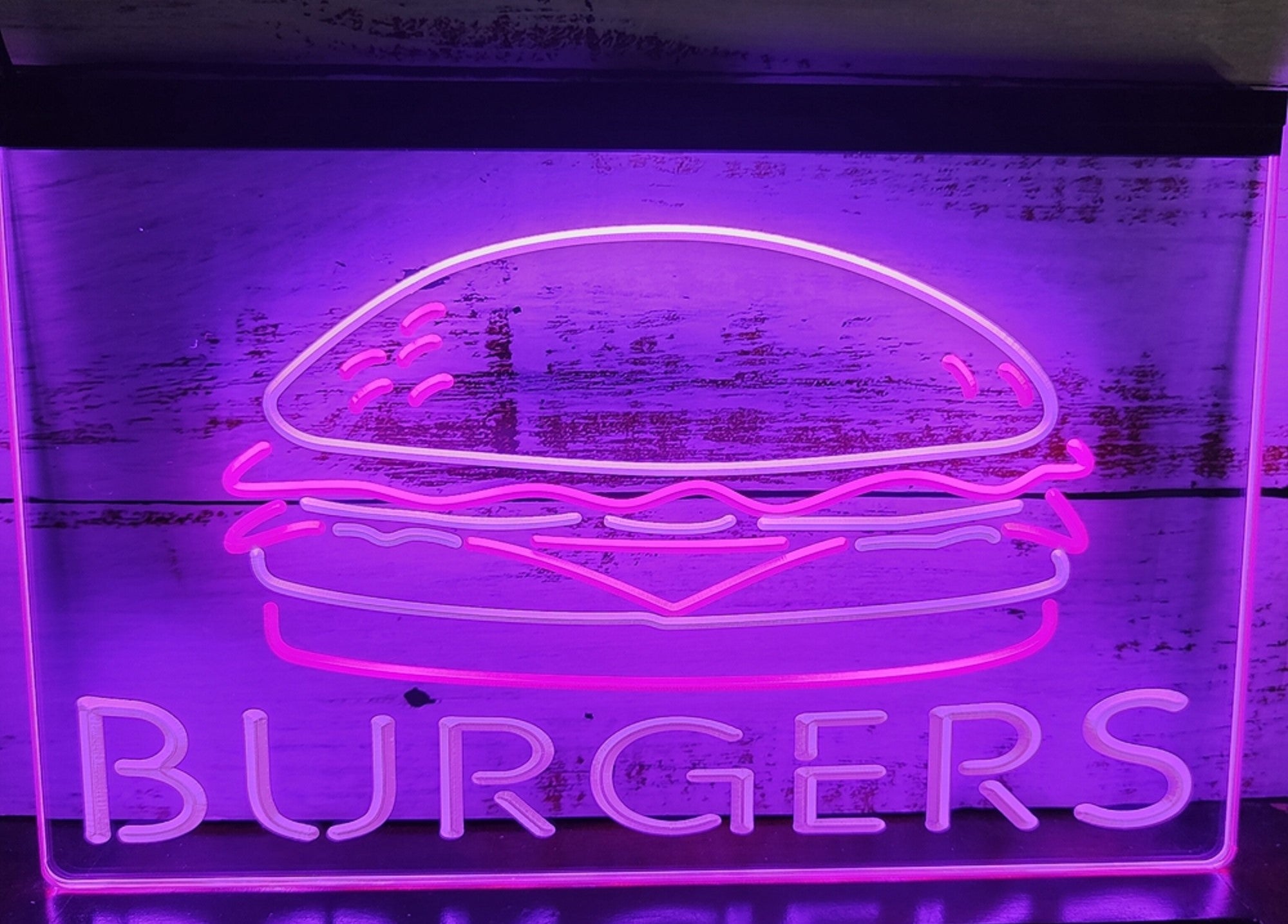 Burgers Sandwiches Led Neon Sign Dual Color Kebab Burger Restaurant Decor
