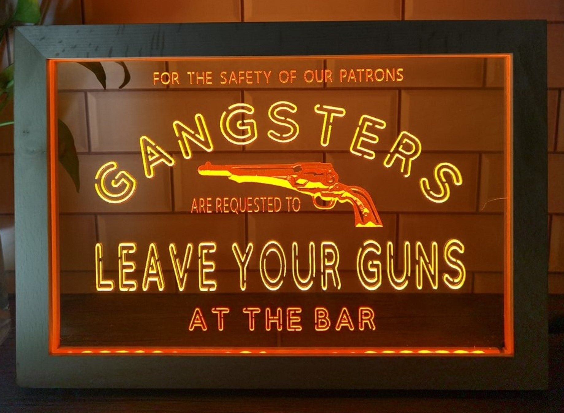 Cowboys Leave Your Guns Led Neon Sign Framed Wall Hanging Or Desktop Decor