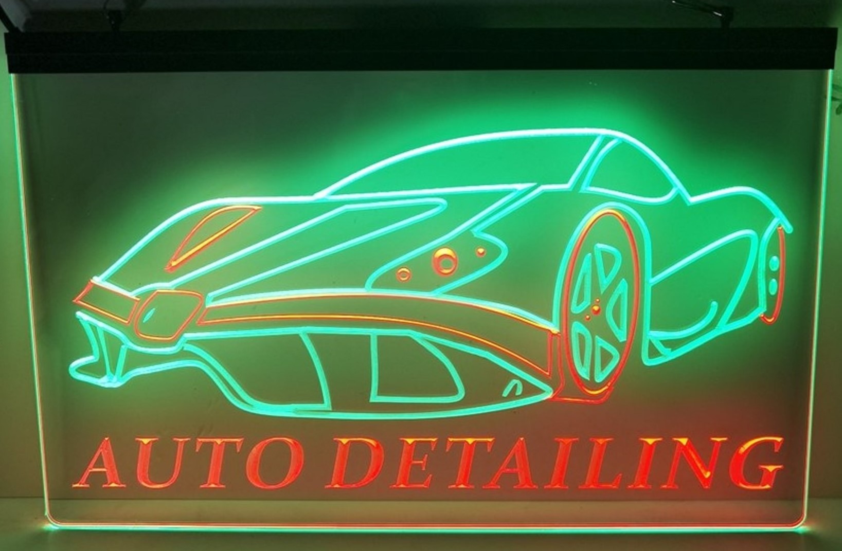 Auto Detailing Led Neon Sign Dual Color Auto Detailing Car Wash Shop Decor