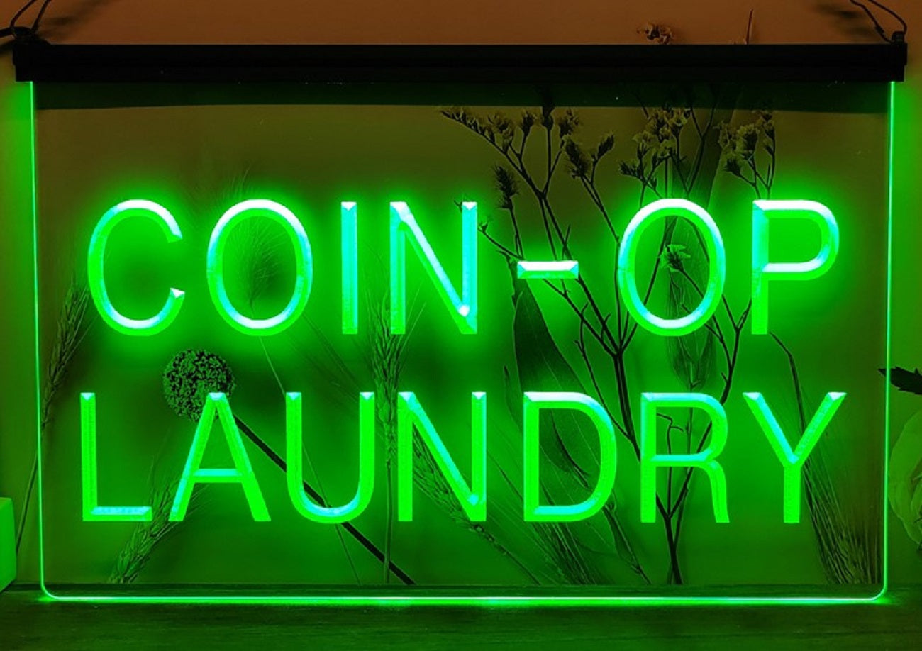 Coin-Op Laundry Led Neon Sign Laundromat Shop Decor Wall Or Desktop