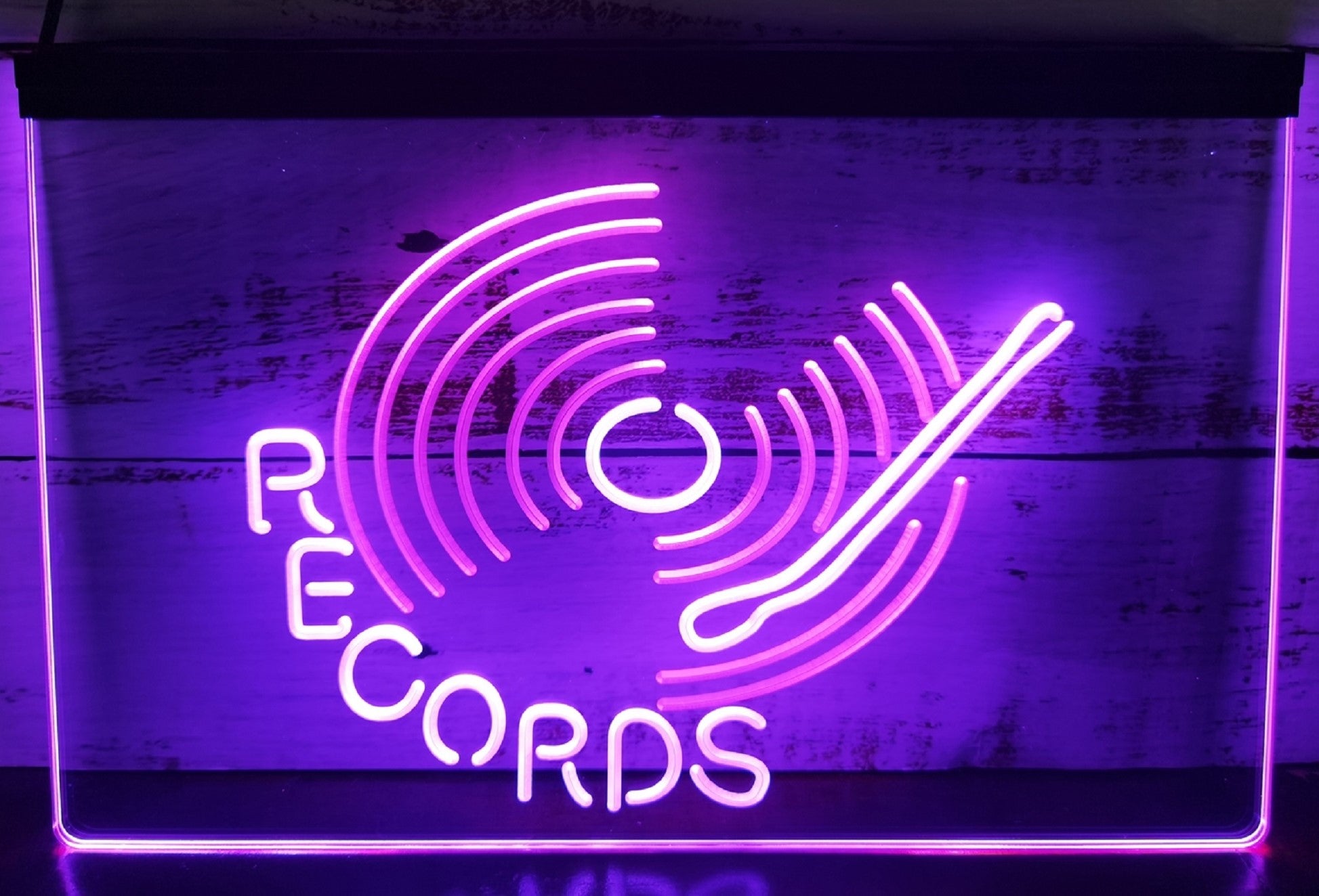 Records Turntable Led Neon Sign Dual Color Home Music Room Studio Decor