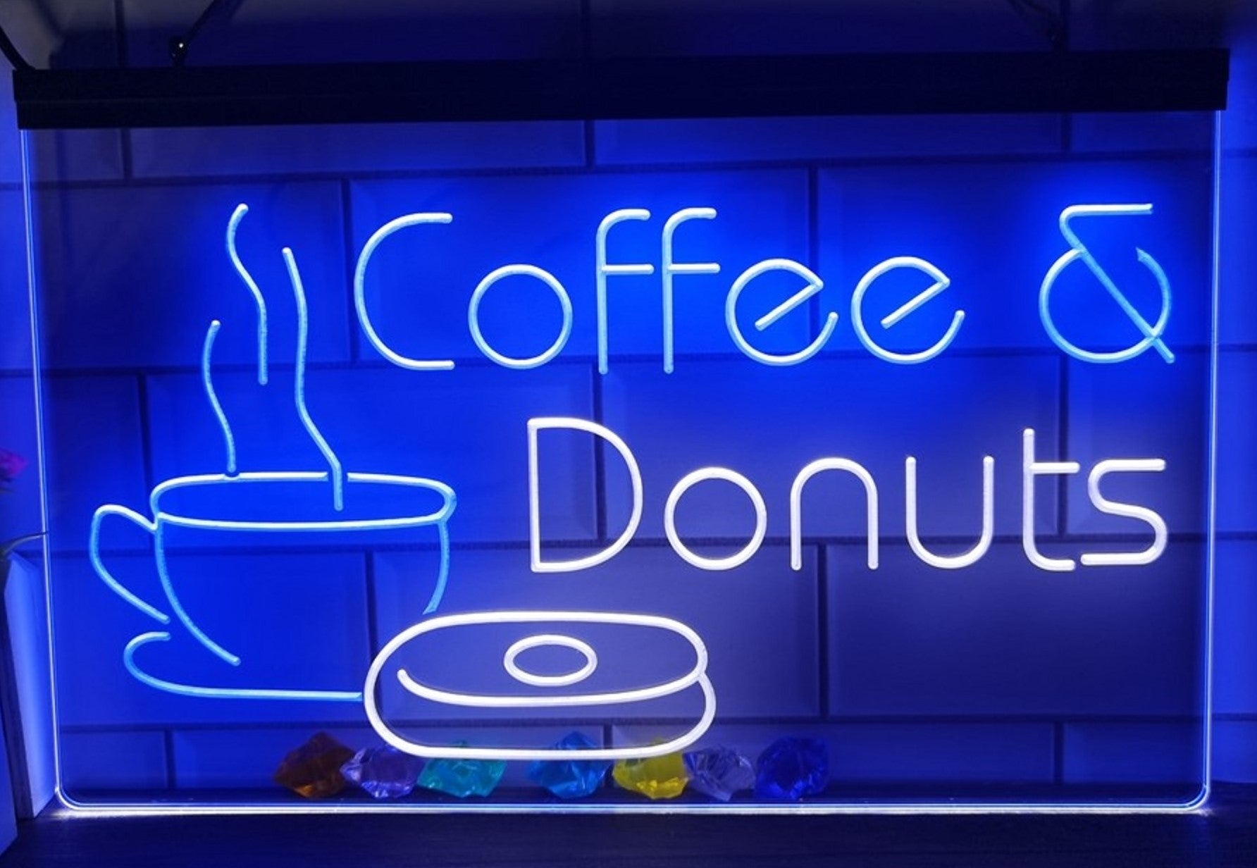 Coffee & Donuts Led Neon Sign Dual Color Home Coffee Shop Decor