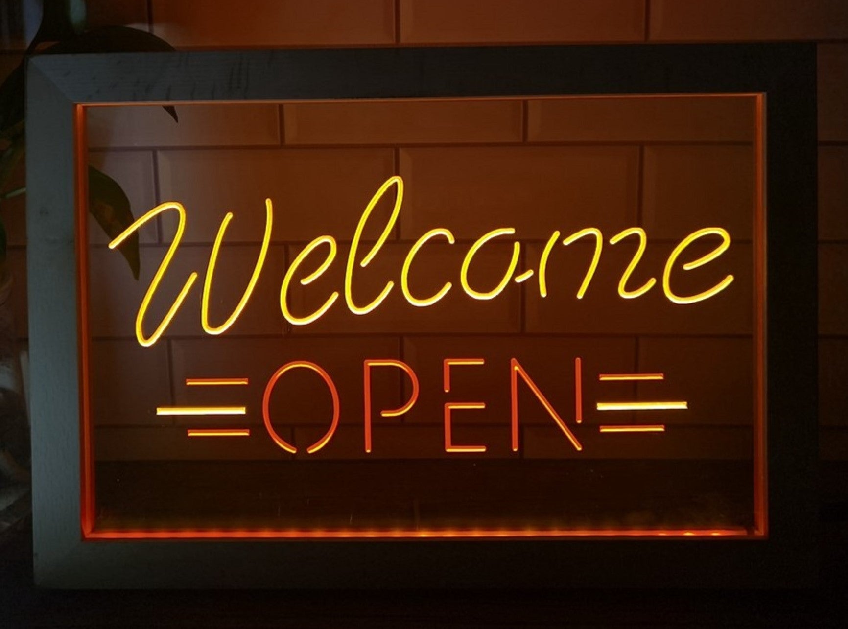 Welcome Open Led Neon Sign Framed Store Shop Coffee Shop Restaurant Decor
