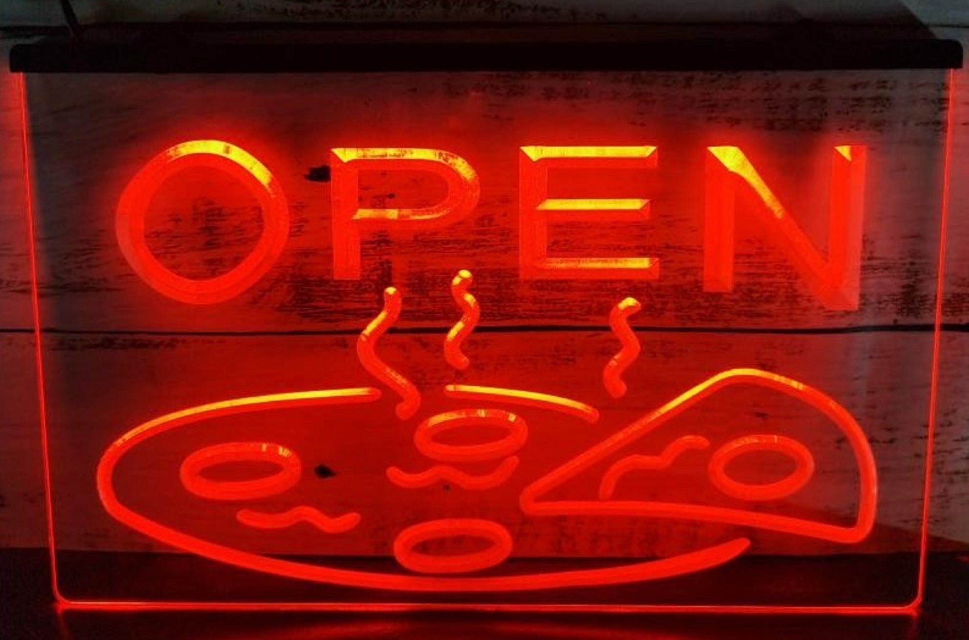 Open Hot Pizza Led Neon Sign Pizzeria Restaurant Wall Hanging Decor