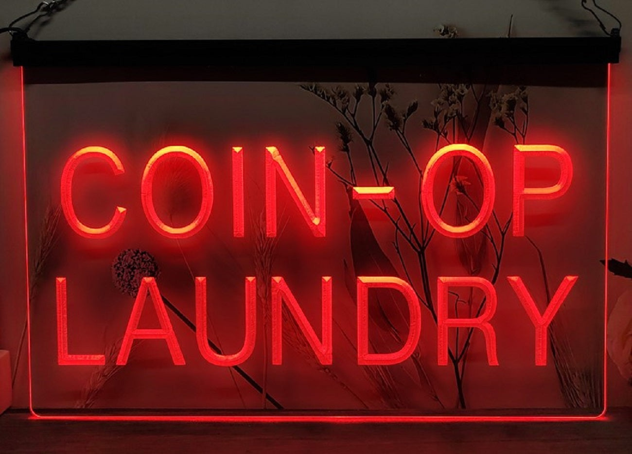 Coin-Op Laundry Led Neon Sign Laundromat Shop Decor Wall Or Desktop