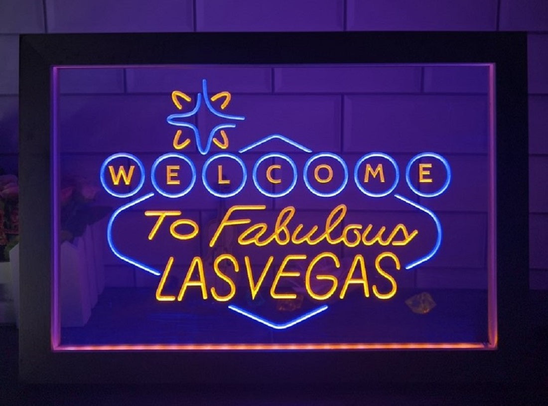 Welcome To Fabulous Las vegas Led Neon Sign Framed Wall Or Desktop Decor