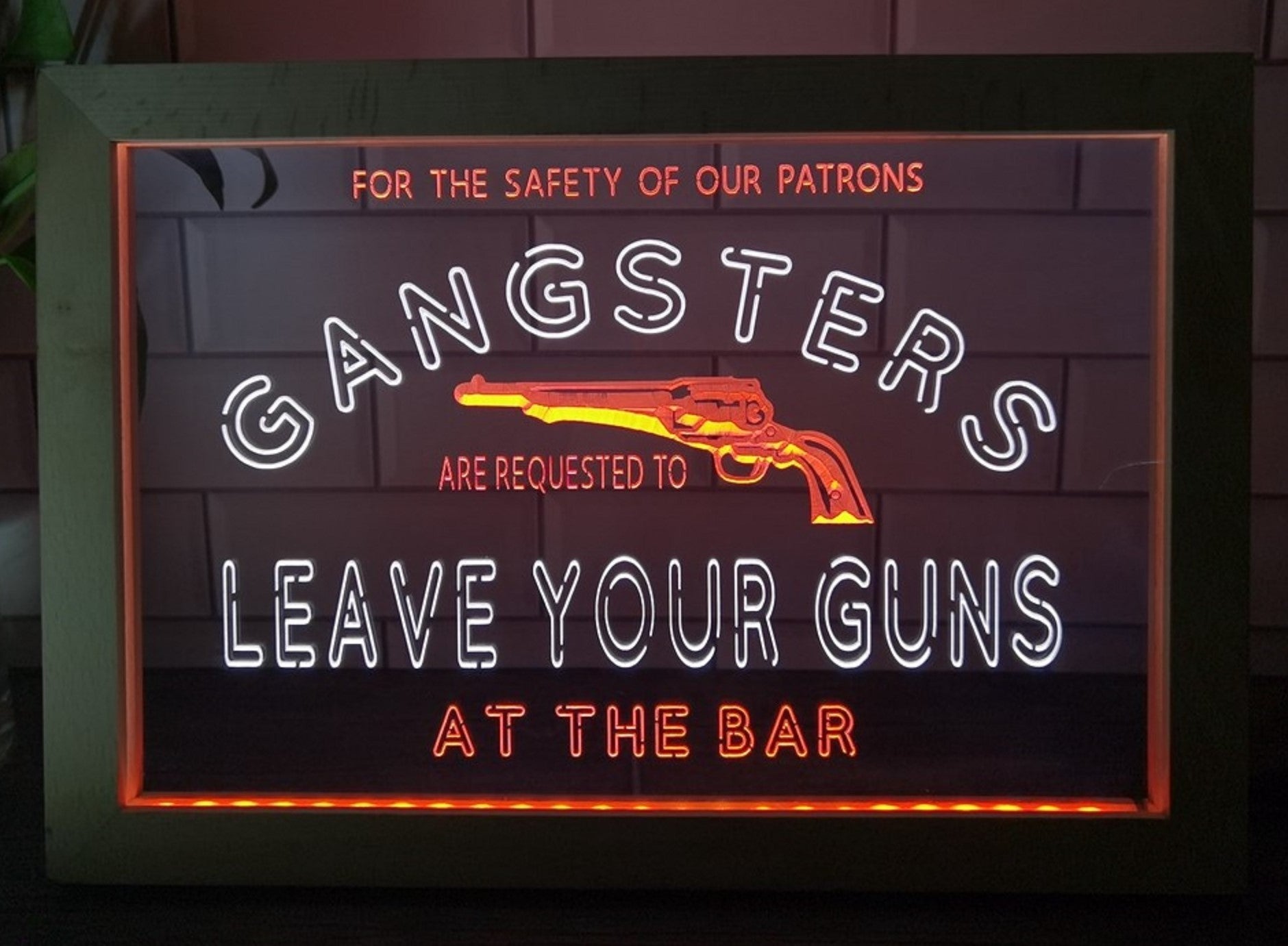 Cowboys Leave Your Guns Led Neon Sign Framed Wall Hanging Or Desktop Decor