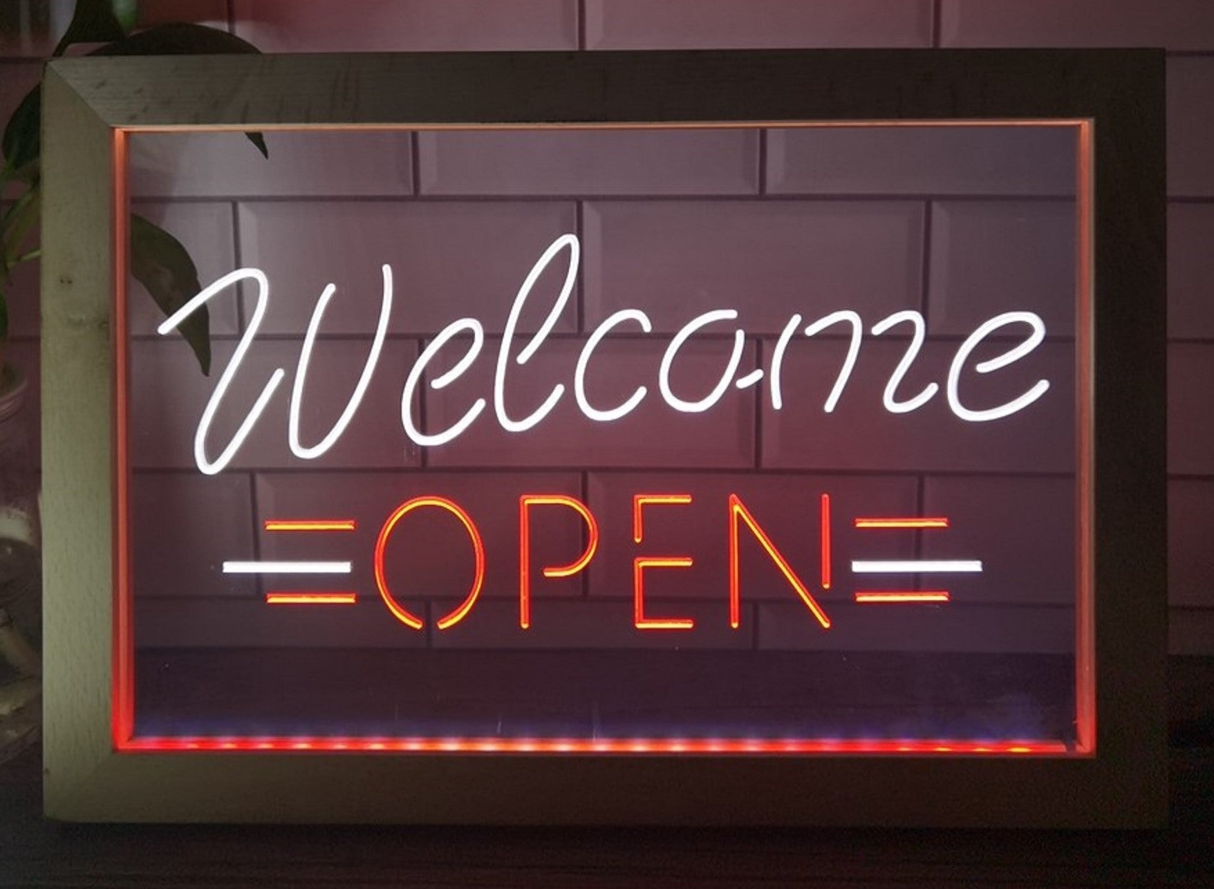 Welcome Open Led Neon Sign Framed Store Shop Coffee Shop Restaurant Decor