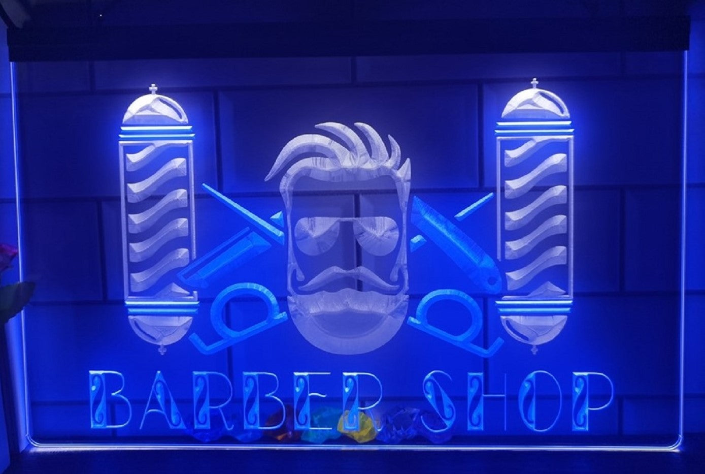 Barber Shop Pole Led Neon Sign Dual Color Haircut Salon Barber Shop Decor