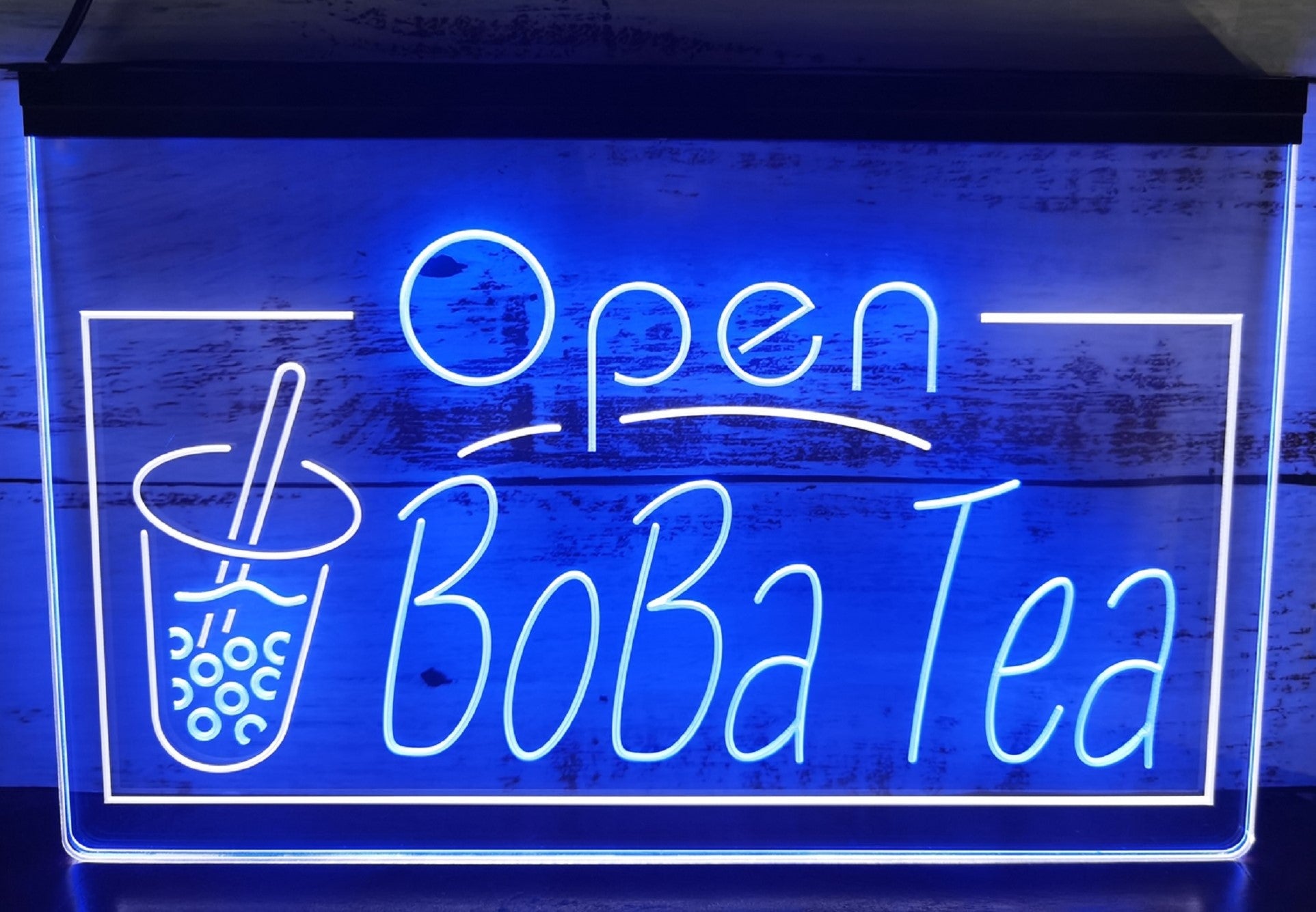 Open Boba Tea Led Neon Sign Dual Color Bubble Boba Tea Shop Decor