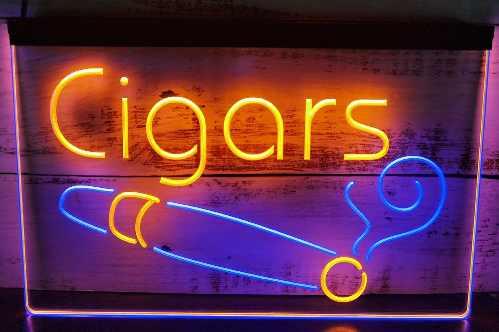 Cigars Led Neon Sign Dual Color Cigar Lounge Tobacco Smoke Shop Decor