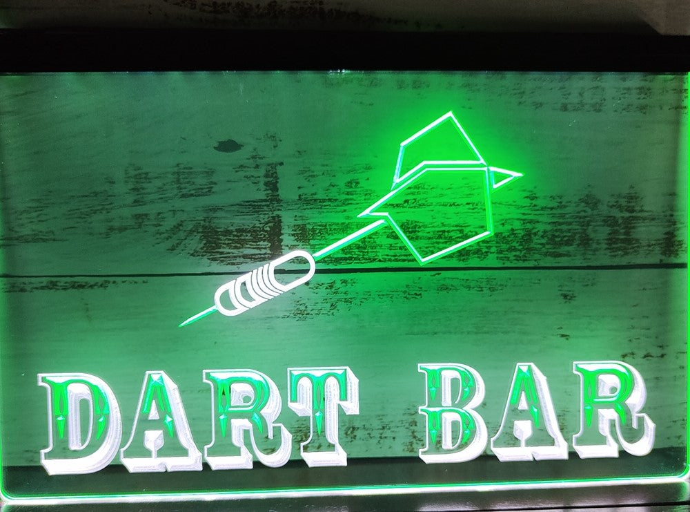 Dart Bar Led Neon Sign Dual Color Home Game Room Darts Pinball Game Shop Decor
