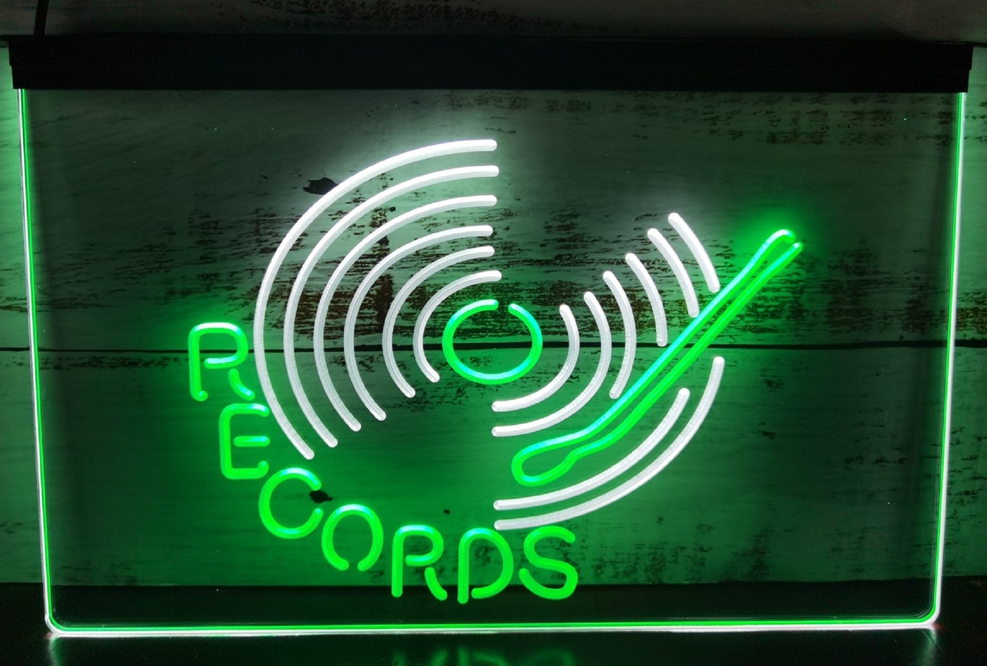 Records Turntable Led Neon Sign Dual Color Home Music Room Studio Decor