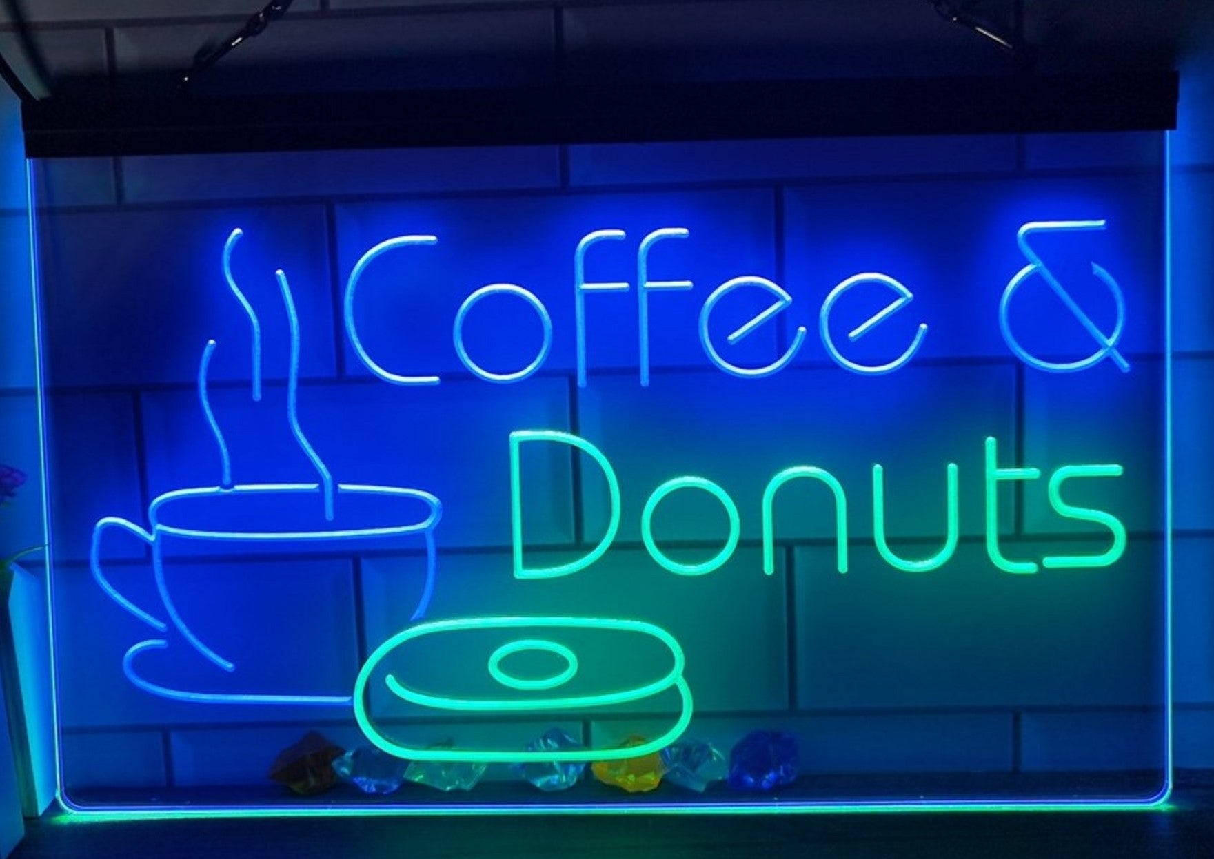 Coffee & Donuts Led Neon Sign Dual Color Home Coffee Shop Decor